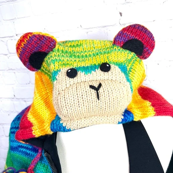 🧸🌈NWT🤩 |•KYBER•| Hand Made Wool Bear Fleece Lined Sweater + Mittens🌈 - Picture 3 of 16